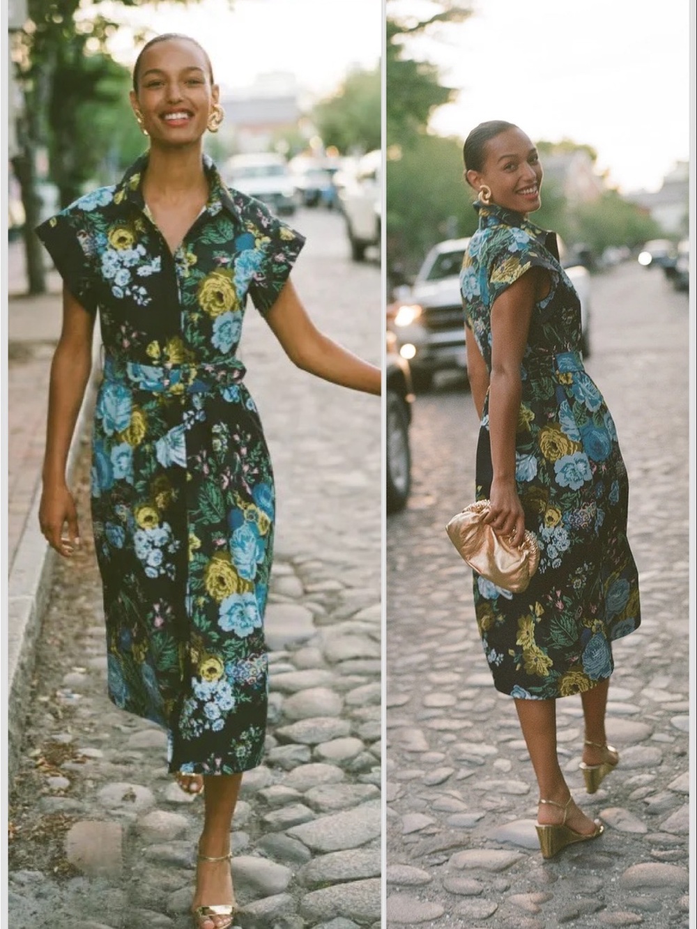 NWT Tuckernuck Black Floral Bouquet Chloe Midi Dress XS MISSING BELT